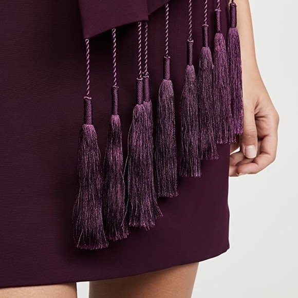 Cushnie Revolve Purple Scarf Fringe Mini Dress 0 New - Picture 8 of 9
